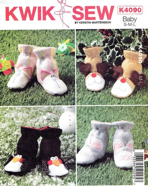 Baby Booties Cat Mouse Deer Penguin Size S L Kwik Sew 4090 Sewing Pattern Ebay