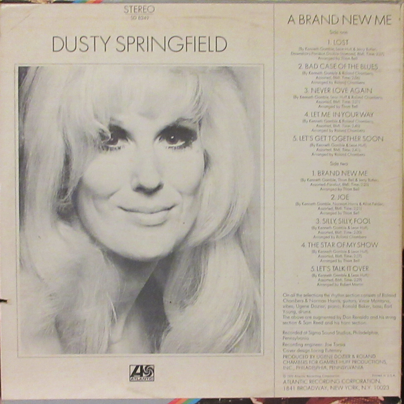 DUSTY SPRINGFIELD BRAND NEW ME ATLANTIC RECORDS SD 8249 VINYL NEAR MINT