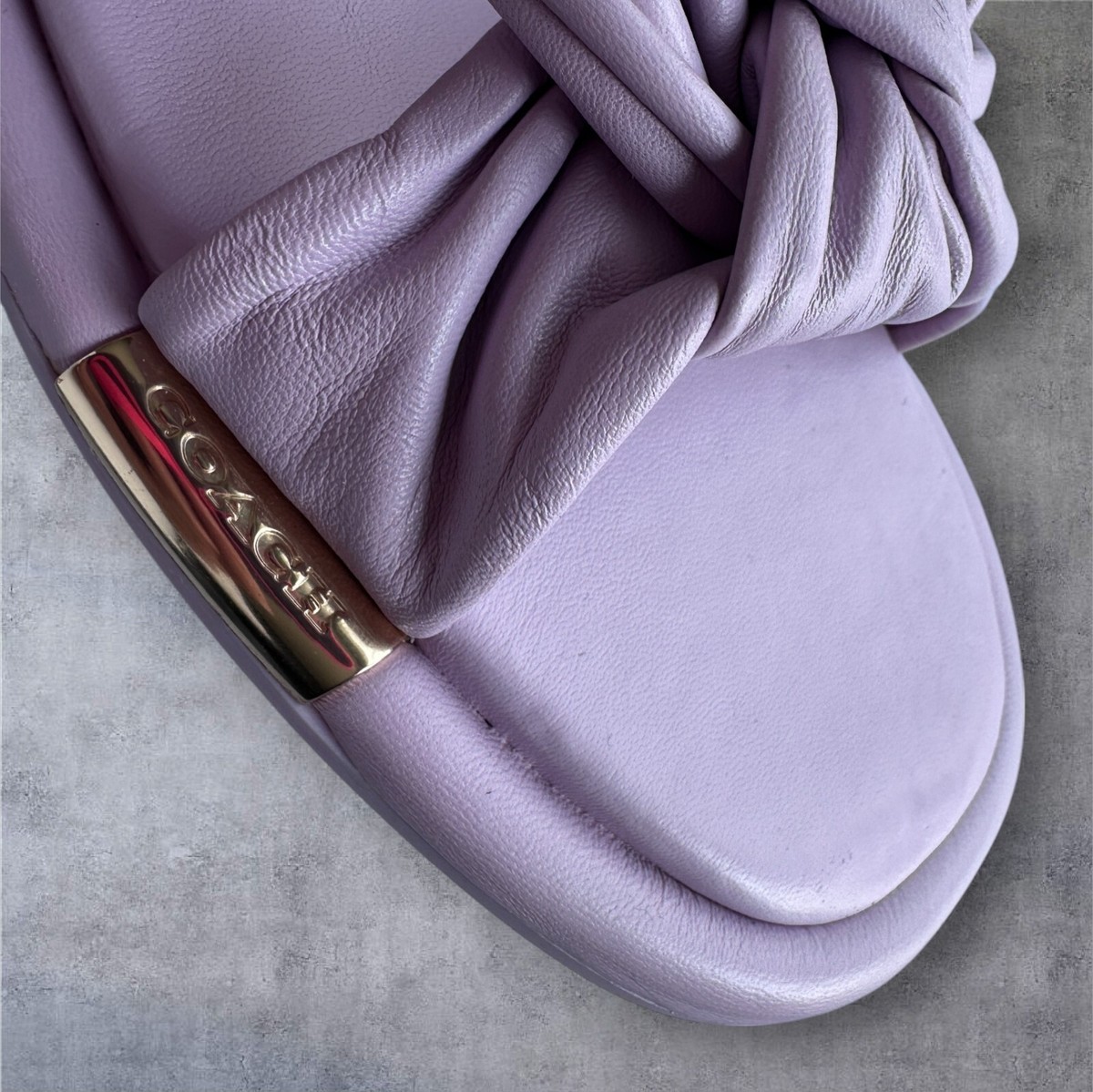 COACH Brooklyn Sandals New Leather Size 8 and 7.5 Purple MSRP 185$ Coach Purple Rope Detail Leather Flat Sandals Size 5 UK main image 3