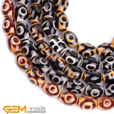 12x16mm Vintage Dzi Tibet Amulet Agate Olivary Oval Gem Beads Jewelry Making AU