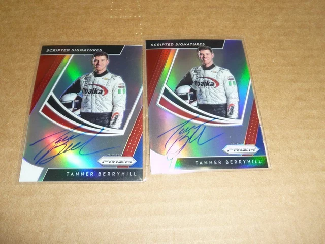 2019 Panini Prizm RACING TANNER BERRYHILL AUTOGRAPH/AUTO LOT OF 2 RWB L2982
