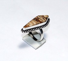 Crazy Lace Agate Gemstone Fancy Shape Handmade Ring Jewelry Size 7 Inches