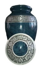 Urn For Ashes Adult Memorial Funeral Cremation Large Burial Urns Blue And Silver