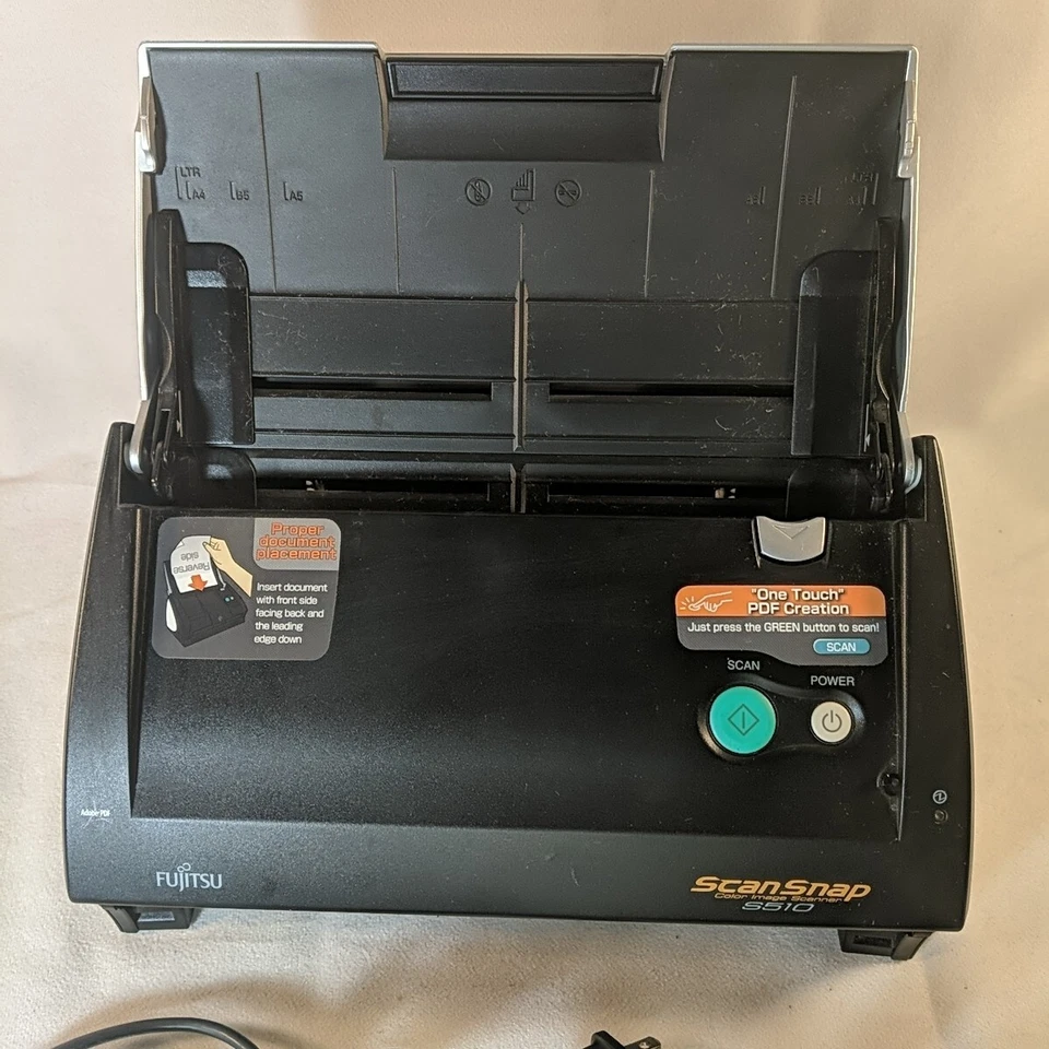 Fujitsu ScanSnap S510 Color Image Scanner Silver with Adapter Connection Cables - Image 4 of 4