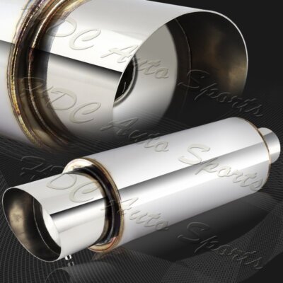 4'' Slant N1 Tip Stainless Weld-On Exhaust Muffler 2.5'' Inlet+Silencer Universal