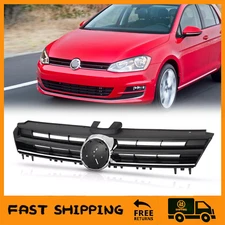 Front Bumper Upper Grille Black w/Chrome Trim For 2015 2016 VW MK7 Golf/GTI