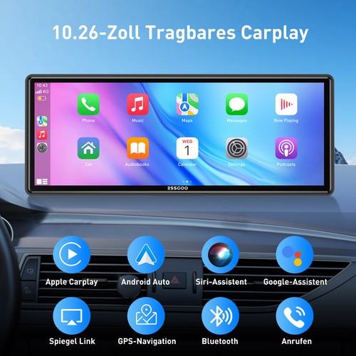Apple Carplay Android Auto Autoradio Bluetooth Tragbarer Desktop Monitor +Kamera - Bild 4 von 14