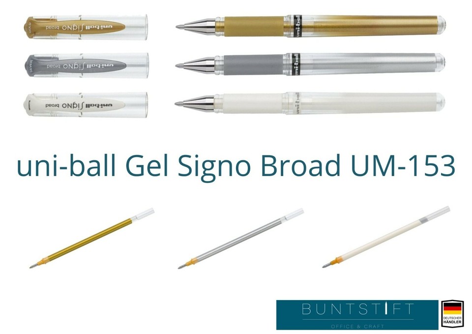 Gelschreiber uni-ball GEL Signo Broad UM-153 1,0mm MITSUBISHI Gold Silber Weiß