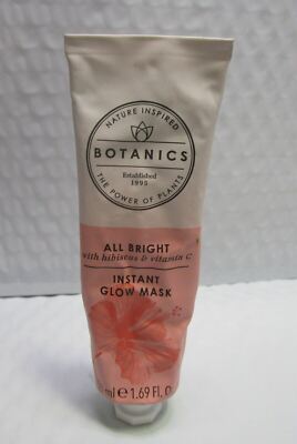 Botanics All Bright Instant Glow Mask 1.69 fl oz Hibiscus  Vitamin C Vegan Mask