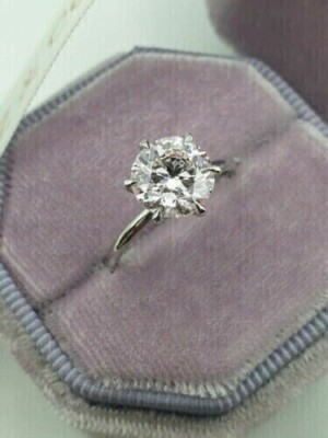 1.50 Carat Brilliant Cut Lab Created Diamond Solitaire Ring 14K White Gold Pated