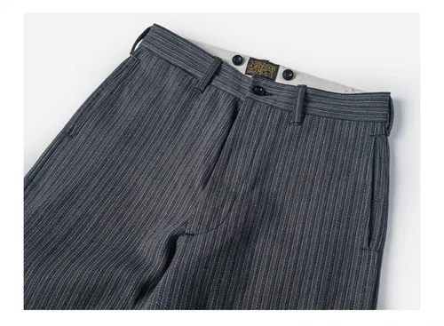 Men's 1930's Black and Grey Stripes Pants Vintage Style Suit Trousers retro - Picture 11 of 18