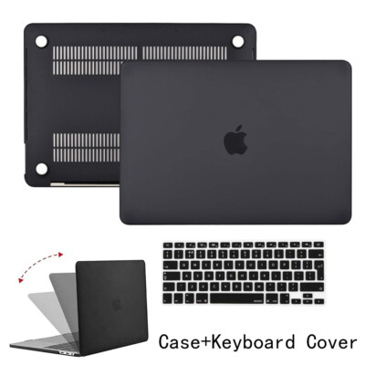 Schwarze Hülle Case Cover + Tastatur Skin für Apple Macbook Air Pro 11 12 13 14 15 16