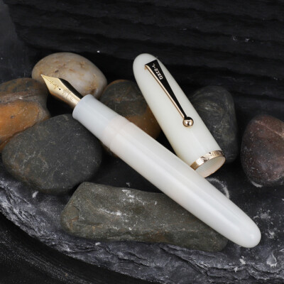 Jinhao 9019 Fountain Pen #8 F/M Heartbeat Nib & Large Converter , Ivory Resin 