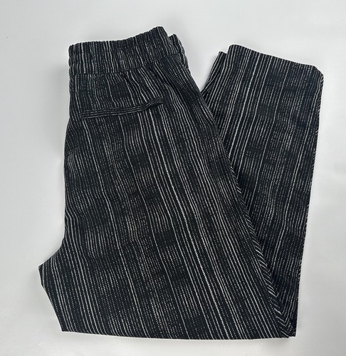Athleta Arrival Ankle Pants Amara Stripe Black Drawstring Zip Pocket Size 6 - Picture 13 of 13