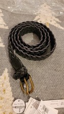 Gap Braided Black Leather Belt with Gold Buckle