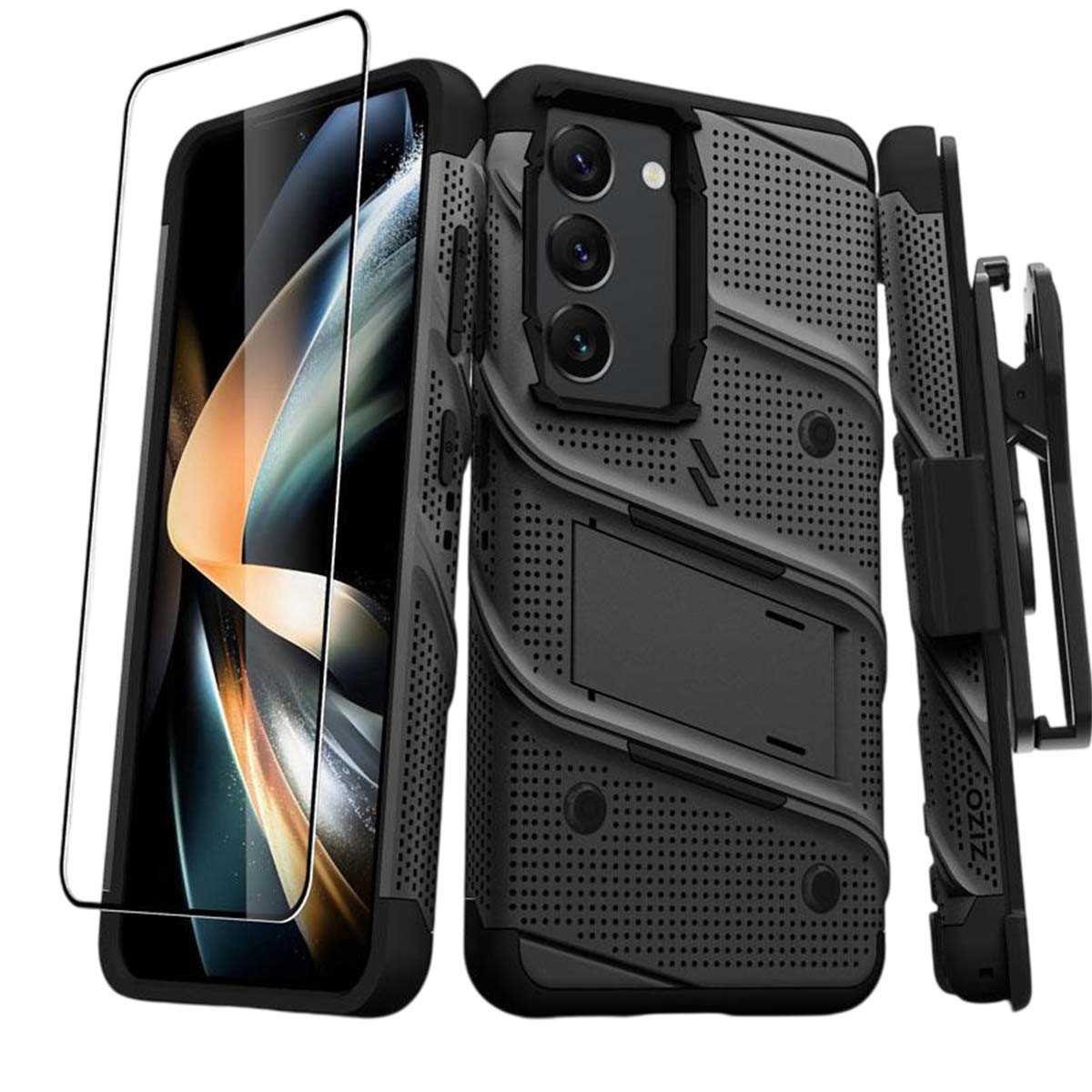 Coque Galaxy S23 Zizo Bolt antichoc noire avec support de visionnage intégré