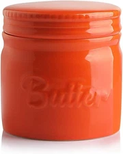 Sweejar Porcelain Butter Keeper Crock, French Butter Dish with Water Line, Ceram