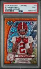 2024 Bowman U 1st Chrome Ryan Williams Orange Shimmer /25 Alabama  MINT PSA 9