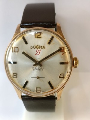 DOGMA SUB-SECOND 21J WINDING PATINA DIAL 7869 SWISS MEN'S WORKING