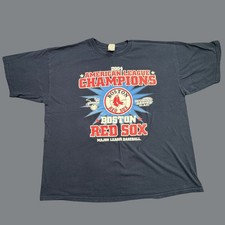 Boston Red Sox Gildan T Shirt Mens 2XL Blue 2004 AL Champions Roster