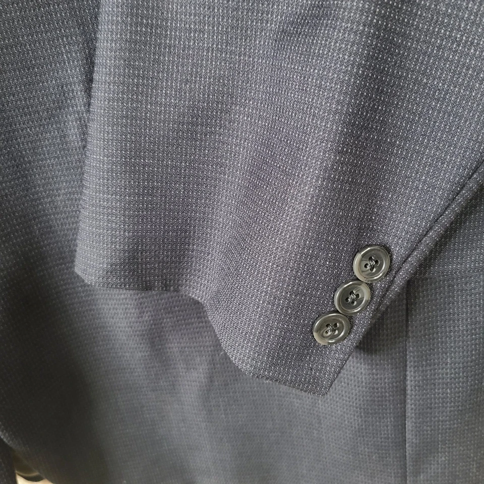 Uomo Ungaro Suit Mens 40S Blue Nailhead Wool 2 Piece Set 3 Button Pleated 32x28 - Image 4 of 4