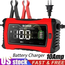 10Amp 12V/24V Car Smart Battery Charger for LiFePO4 Lithium Lead-Acid Maintainer