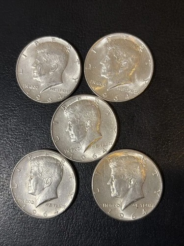 HUGE LOT OF Five (5) Kennedy 1964 Half Dollar Philadelphia (P) No Mint Mark VG