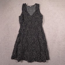 Old Navy Dress Womens Small Black Polka Dot Sleeveless V Neck Fit Flare Sundress