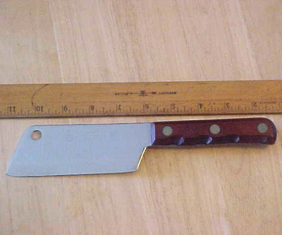 Hammacher Schlemmer Cleaver / Cheese Knife #116 ~ Rosewood Handle w/Brass Rivets