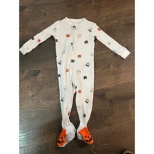 Carter's Baby Halloween Footed Pajamas 12M Waffle Knit Pumpkin Ghost Sleeper