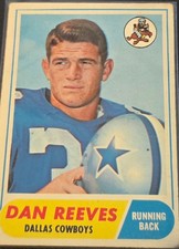 1968 Topps NFL Football Card - Dan Reeves / Cowboys # 77