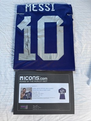Lionel Messi Argentina 2022 23 Away Autographed Jersey With ICON COA