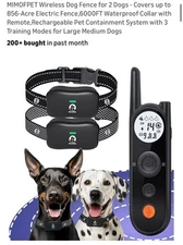 MIMOFPET Wireless Dog Fence for 2 Dogs - Covers up to 856-Acre Electric Fence,60