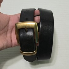 Vintage Limited Women's Black Italian Leather Belt S Gold Brass Buckle USA Made