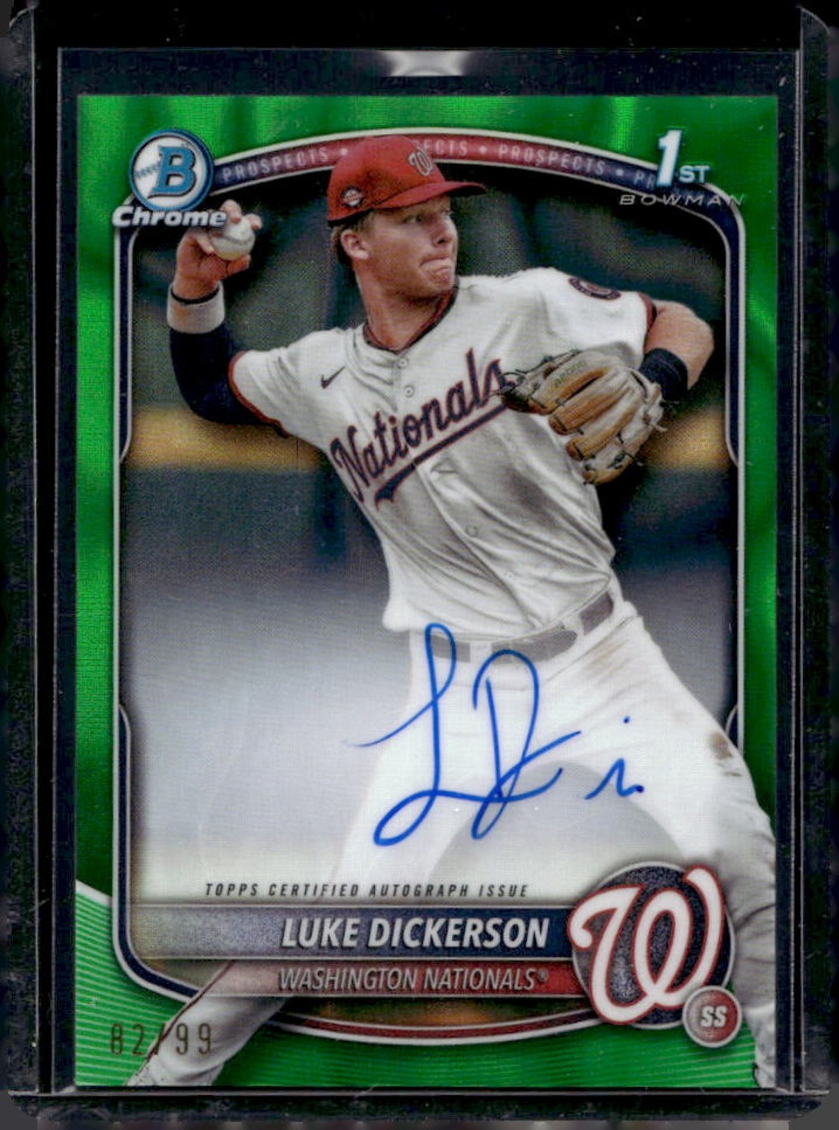 2025 Bowman Chrome Luke Dickerson Auto Green Lava Refractor 1st #82/99