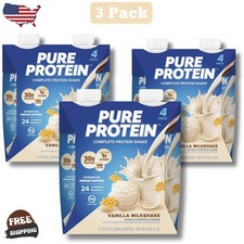 3 Pack - Pure Protein, Vanilla Complete Protein Shake, 30g Protein