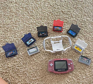 Nintendo Game Boy Advance AGB 001 Console Lot w/ Games GameStop Grip Cases