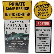 4-Pack Private Property Warning Signs   No Trespassing, No Hunting, No Fishin...