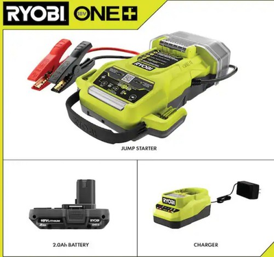 #ad #ad RYOBI ONE 18V 1600A Jump Starter with 2.0 Ah Battery and Charger P7110 $150.00