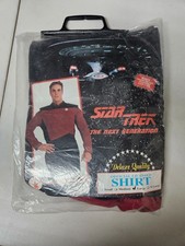 Star Trek The Next Generation Adult Uniform Costume Shirt Large Burgundy 1995