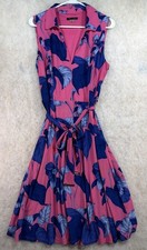 Tommy Hilfiger Midi Dress Womens Pink/Blue Floral Sleeveless & Collared Size 12