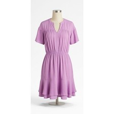 Simply Vera Vera Wang Pink Flutter Sleeve Tiered Dress Large Casual Summer Boho