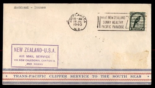 Mayfairstamps New Zealand Flight 1940 Auckland to Noumea Trans Pacific Cover aax