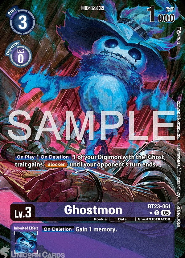 BT23-061 Ghostmon : Common Alternative Art Box Topper Digimon Card : BT23: Hacke