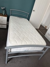 Single Metal Bed Frame, Grey, Mattress Included