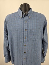 Brooks Brothers Dress Shirt Large Blue Plaid Long Sleeve Business Preppy Men