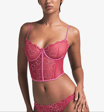 SKIMS Embroidered Tulle Cropped Corset in the color Punch size M NWT