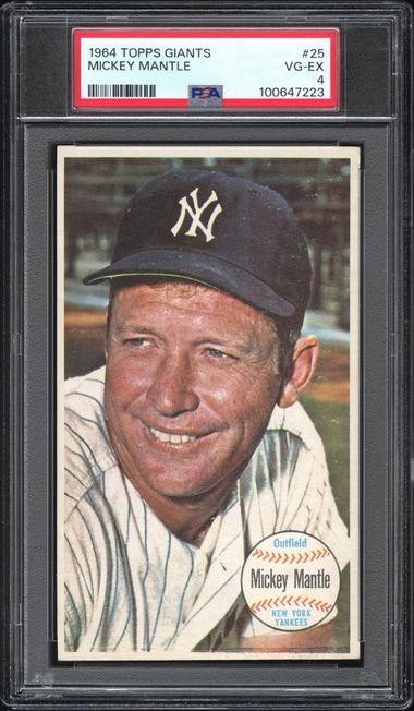 1964 Topps GIANTS Baseball Card MICKEY MANTLE New York Yankees #25 PSA 4