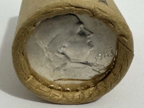 1963-D Franklin Half Dollar Roll, Gem BU, $10 Face 20 Cleveland Federal Reserve