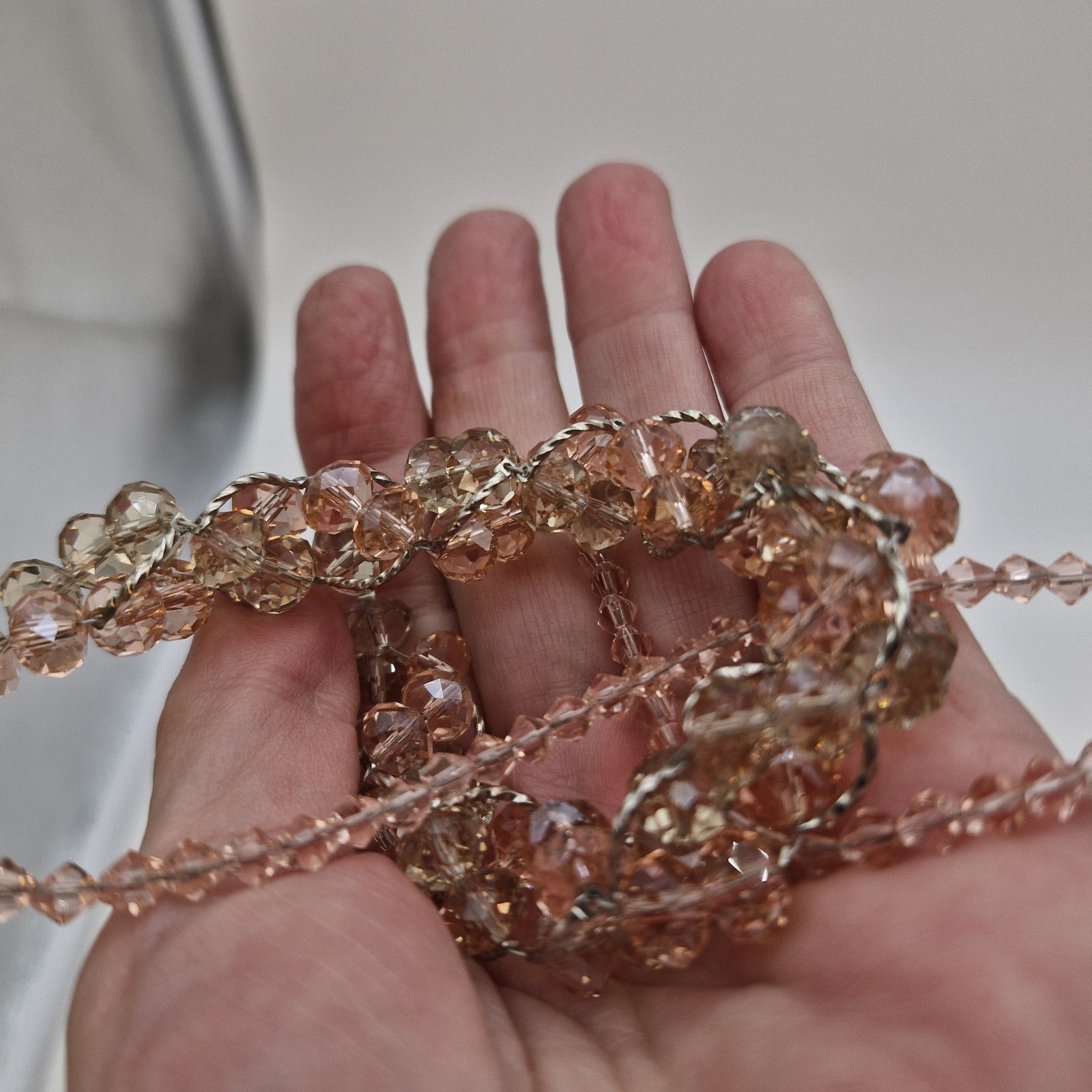 Champagne Crystal Cluster Statement Necklace - Fa… - image 7